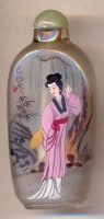 Ladies. Chinese inside hand painted glass snuff bottle.