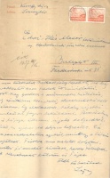 Kunffy Lajos (1869-1962) festőművész tintával írt levele Edvi Illés Aladár festőművésznek, képzőművészeti főiskolai tanárnak.