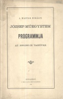 A Királyi József-Műegyetem programmja az 1899/1900-ik tanévre