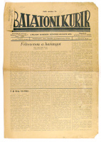 Balatoni Kurir. A Balatoni Egyesületek Szövetsége hivatalos lapja. Idegenforgalmi, sport, társadalmi és közgazdasági hetilap. 1940. október 24.