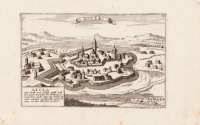 Bodenehr, Gabriel : GIULA [Gyula] madártávlati látképe. Metszet. 1720.