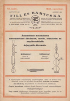 Fill és Bartuska - Általánosan használatos laboratoriumi állványok, tartók, műszerek és segédeszközök árjegyzék-kivonata. 13. szám. 1934. november.