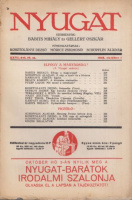 Móricz Zsigmond - Babits Mihály (szerk.) : Nyugat XXVI. évfolyam 19. sz. 1933. október 1.