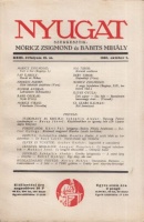 Móricz Zsigmond - Babits Mihály (szerk.) : Nyugat XXIII. évfolyam 19. sz. 1930. október 1.