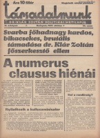 TÁRSADALMUNK. Dr. Klár Zoltán politikai hetilapja. 1933. okt. 7.  - A Numerus Clausus hiénái.