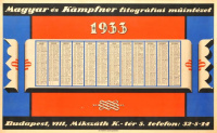 Magyar és Kämpfner litográfiai műintézet. 1933. [Naptár] 