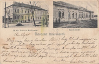 Üdvözlet Szarvasról - M. kir. Posta és Adóhivatal. Városi fürdő. (1906.)