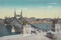 Budapest. Ferenc József-híd. - Franz Josef-Brücke. (Villamossal)