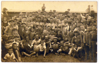 Budapest, Terézvárosi Sport Club labdarúgó csapat és szurkolói, csoportkép, fotólap. [ca.1910]