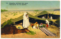Nomades fabricant des tapis - Fabricacion de los tapetes.  (Tunisie -scènes et types) [Tunézia, szőnyeg szövés, sivatagi nomádok]