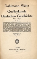 Dahlmann - Waitz : Quellenkunde der Deutschen Geschichte in 2 Bde.