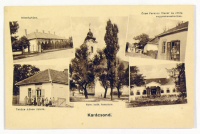 KARÁCSOND. Őzse Ferenc fűszer és rőfös vegyeskereskedése, Takács János üzlete, templom, községháza, kastély.