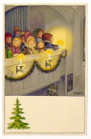 Ebner, Pauli (graf.) : [Karácsonyi gyermekkórus a templom karzatán]