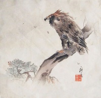 TSUKIOKA KOGYO : Eagle on Pine Tree also known as Eagle in the Wind.
