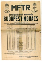 MFTR személyhajójáratok menetrendje Budapest-Mohács között, 1940. (plakát, falragasz)