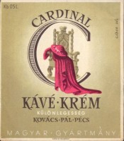 1074. Cardinal Kávé Krém (italcímke) – Kovács Pál, Pécs.