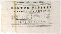 Doktor Pipitér és a' szolgája Rétipip. - színházi plakát, 1837, Eger