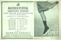 Árjegyzék Lápócsy József Első Magyar Korcsolyagyár - 1937-38 évi oroszlán védjegyű korcsolya gyártmányairól