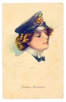 Fraulein Marineblau. (S.M. Schiff TEDDO bélyegzéssel, Marine Feldpost Pola, 1918)