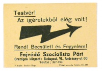 A Fajvédő Szocialista Párt szórólapja [1937]