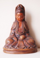 208.     Seated Bodhisattva. : Chinese hand-painted glazed terracotta sculpture.