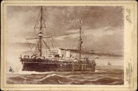 325. S.M.S. Tegetthoff [kazamata csatahajó, 1912-ben átkeresztelték S.M.S. Mars névre]. [kabinet fotó]<br><br>[S.M.S. Tegetthoff (it was renamed S.M.S. Mars in 1912) casemate ship]. : 